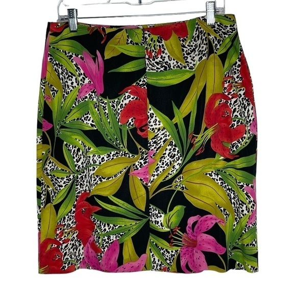 ILYSE HART LTD Farm Rio Style Vintage Cotton Tropical Knee Length Skirt Size 8 - Picture 4 of 8